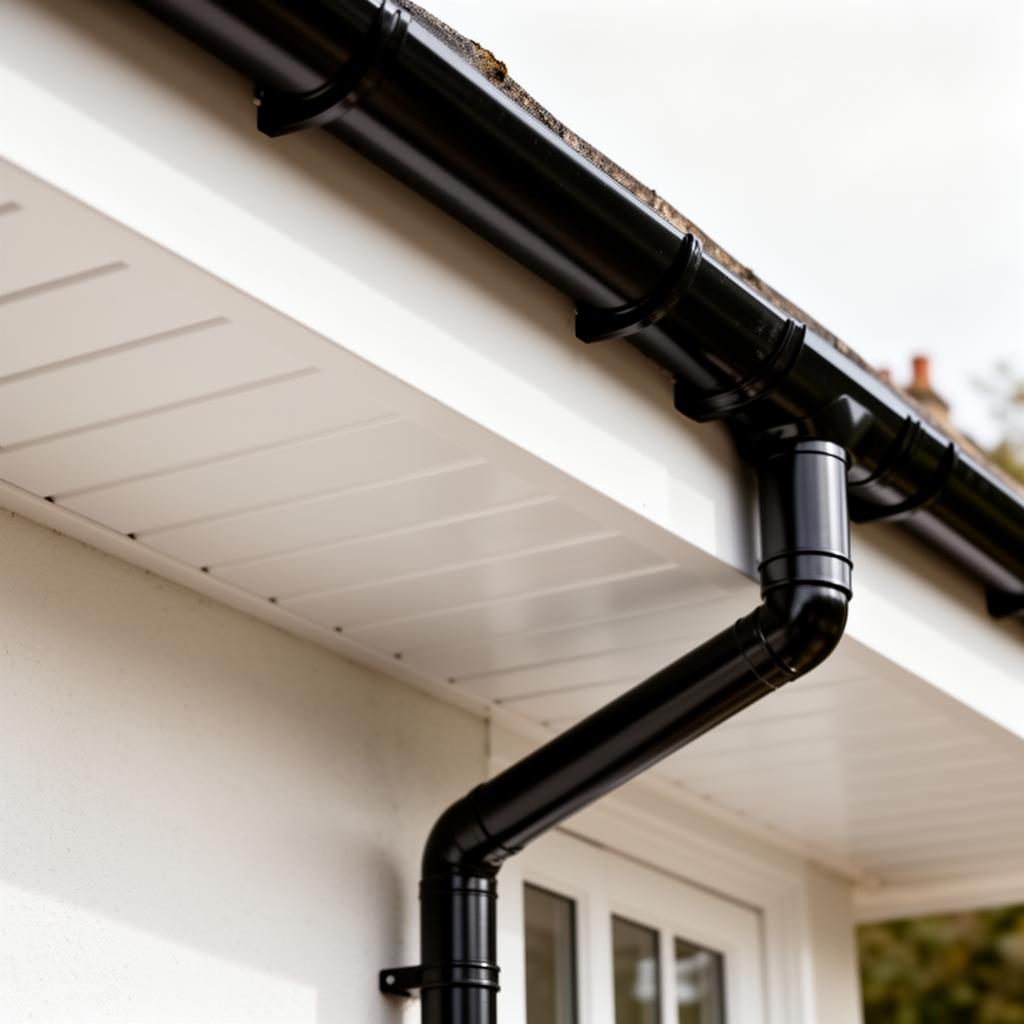 Refined white fascias and black guttering installation